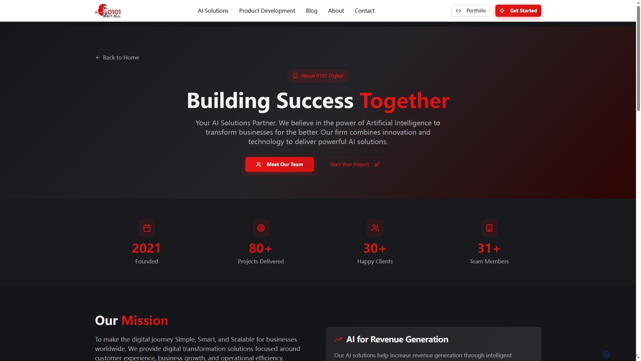 Leading AI Solutions Provider for 0101 Digital