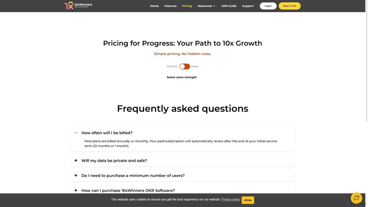 10xWinners OKR Pricing | OKR Software Pricing | Cost and Pricing Plans for 10xwinners