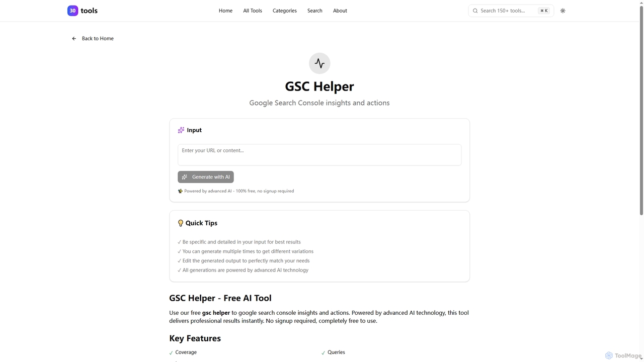 GSC Helper | 30tools AI Tools | 30tools - Free AI Tools for 30tools
