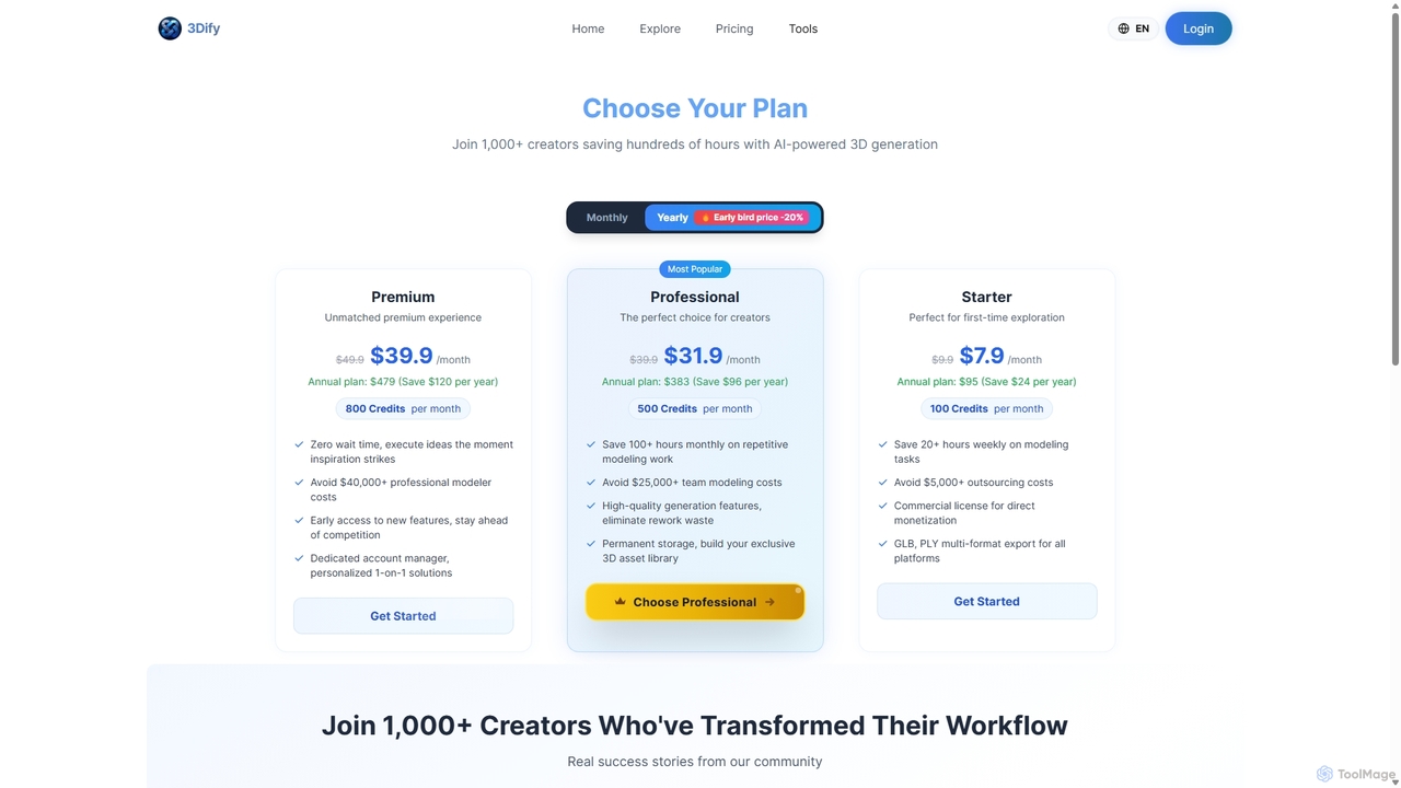Choose Your Plan | 3Dify for 3dify