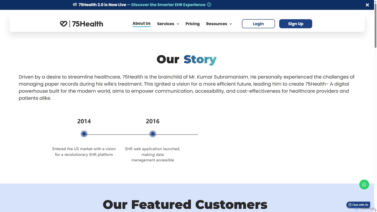 About 75Health EHR: Empowering Healthcare for 75health
