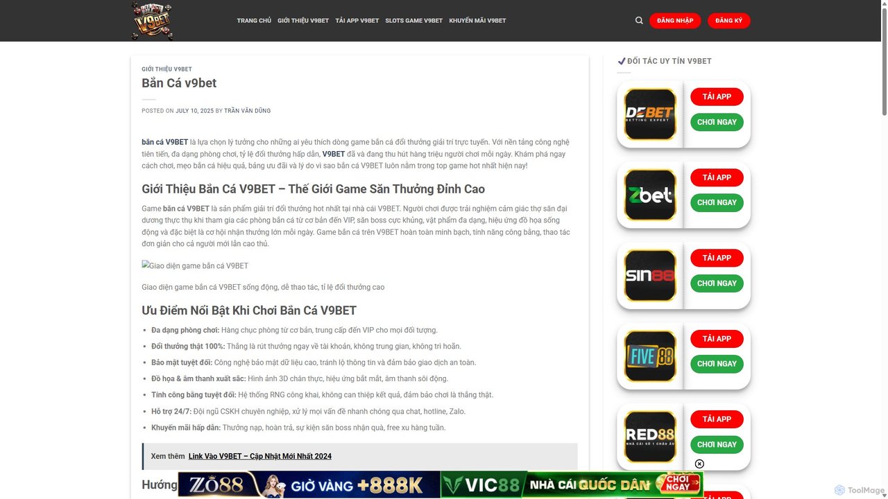 Bắn Cá V9BET – Game Bắn Cá Đổi Thưởng Hot Nhất 2025 for 7gc
