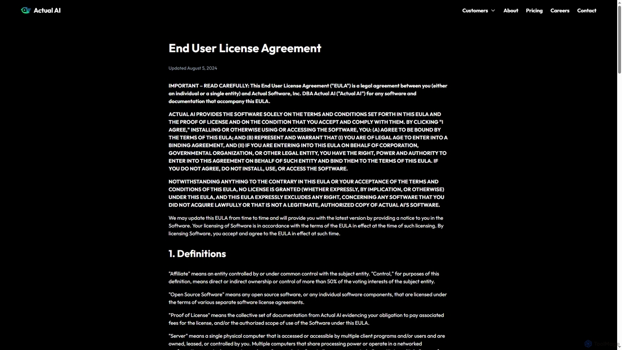 End User License Agreement | Actual AI for Actual