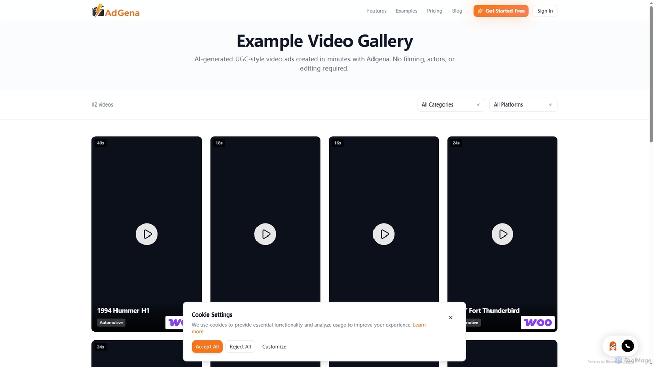 Example Videos | Adgena - AI UGC-Style Video Ads Gallery for Adgena