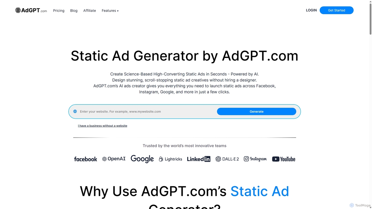 Static Ad Creator - Effortless Ad Generation with AdGPT.com for AdGPT