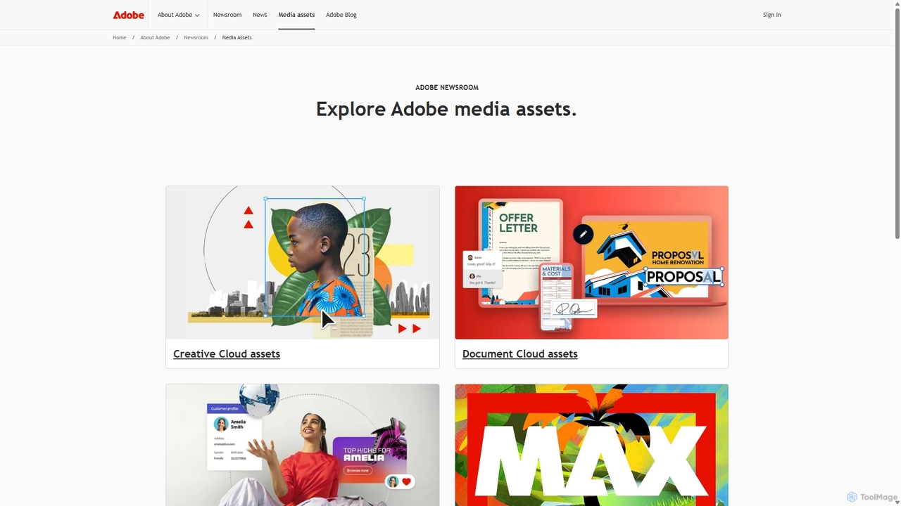 Adobe media assets. for Adobe Newsroom