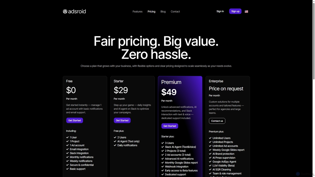 Adsroid - Pricing for Adsroid
