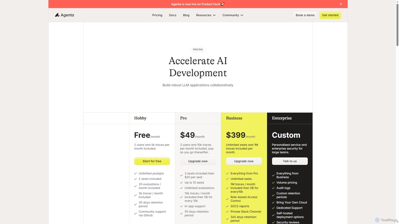 Agenta - Prompt Management, Evaluation, and Observability for LLM apps for Agenta