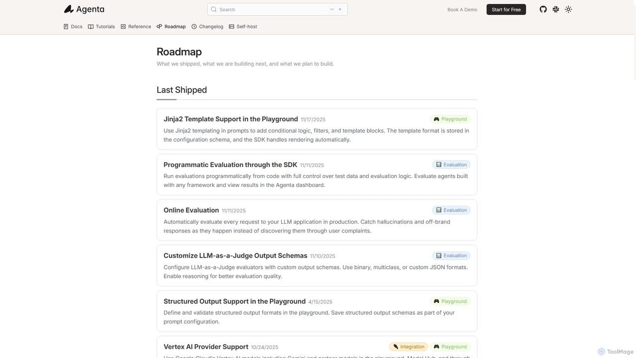 Roadmap - Docs - Agenta for Agenta