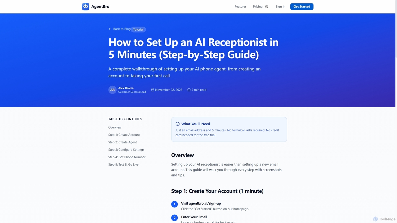 How to Set Up an AI Receptionist in 5 Minutes (Step-by-Step Guide) | AgentBro Blog | AgentBro for AgentBro