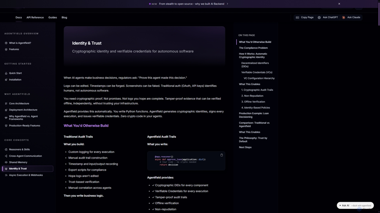 Identity & Trust | Agentfield for Agentfield
