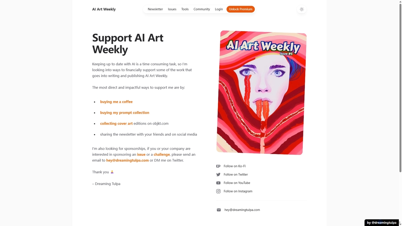 Support | AI Art Weekly for AI Art Weekly