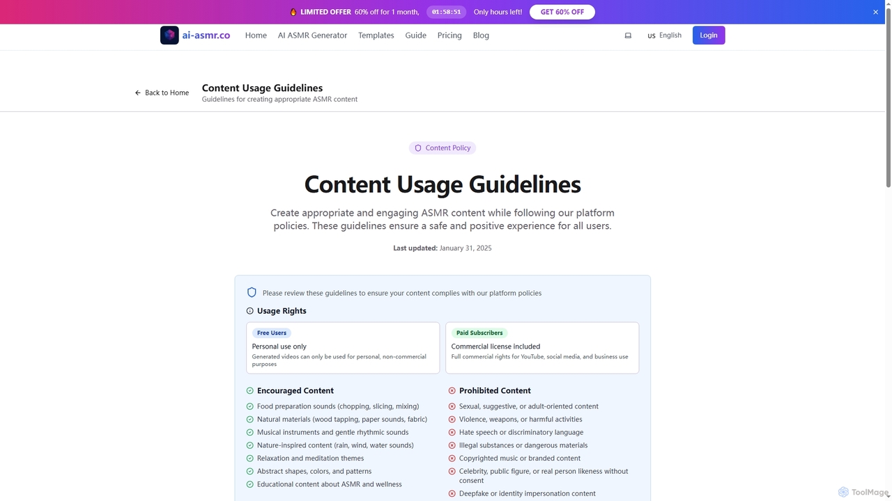 Content Usage Guidelines - AI ASMR Video Generator | ai-asmr.co for AI ASMR