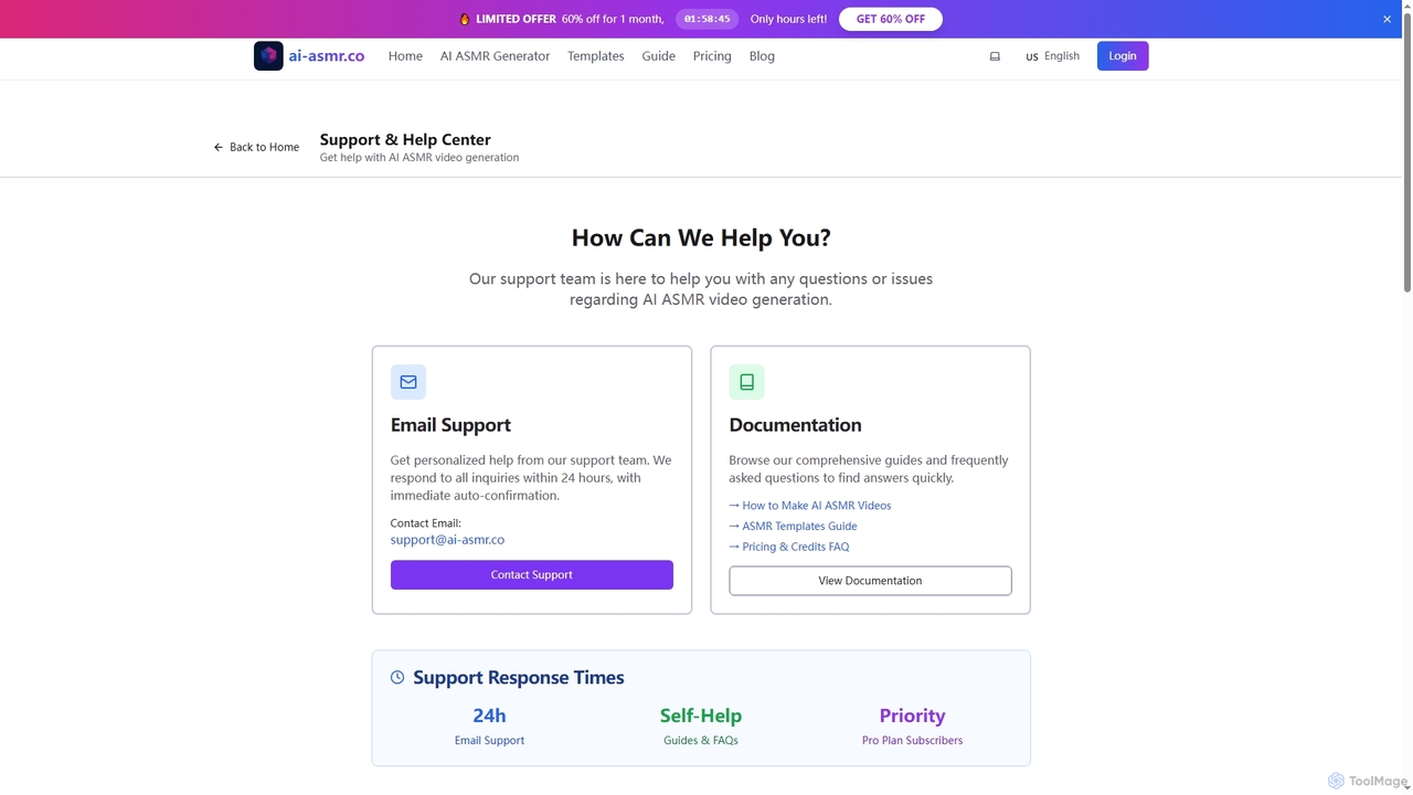 Support & Help Center - AI ASMR Video Generator for AI ASMR