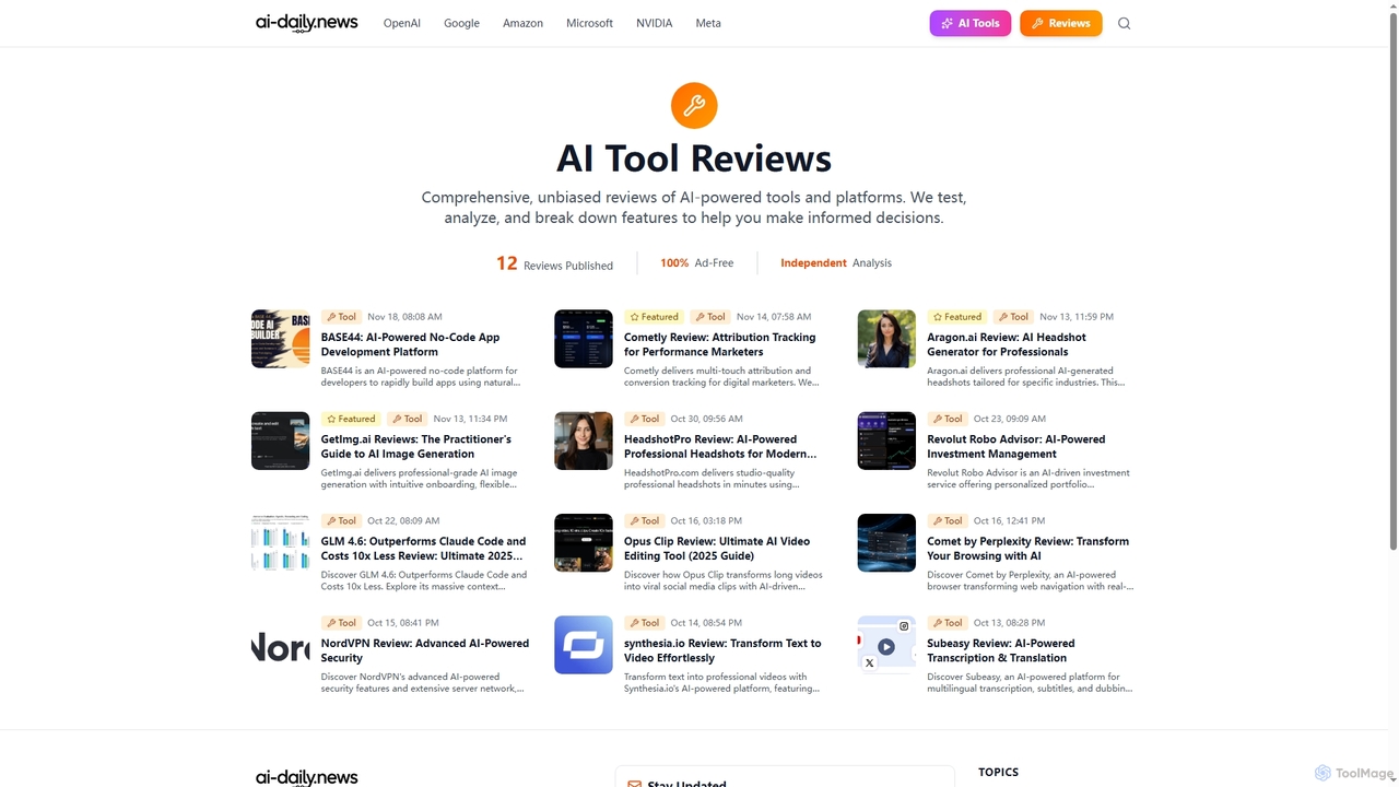 AI Tool Reviews - In-Depth Analysis & Guides | AI Daily | AI Daily for AI Daily