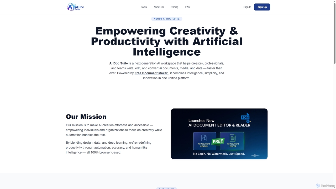 About AI Doc Suite — Smart AI Workspace by Free Doc Maker for AI Doc Suite