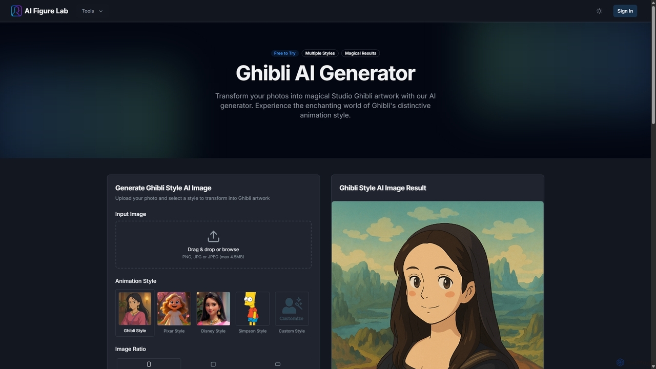 Ghibli AI Generator | Transform Photos into Studio Ghibli Art for AI Figure Lab