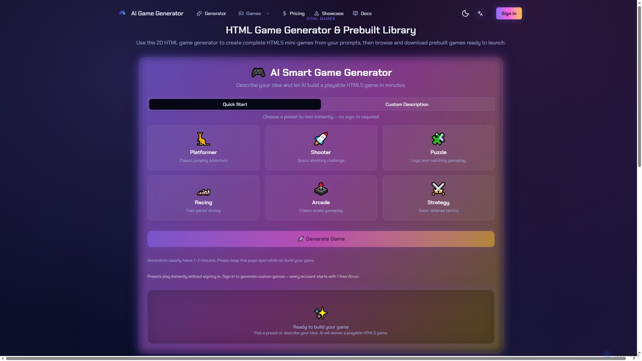 HTML Games | AI Game Generator for AI Game Generator