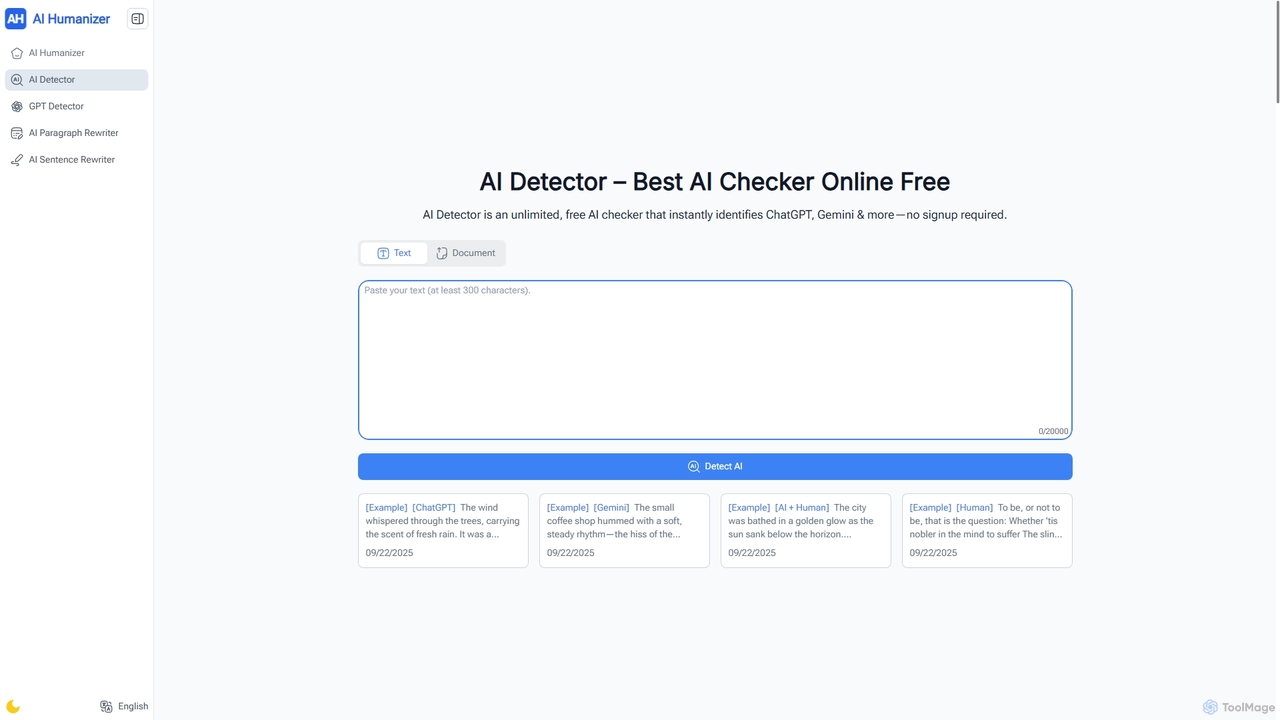 AI Detector – Best AI Checker for ChatGPT & Gemini Online Free for AI Humanizer