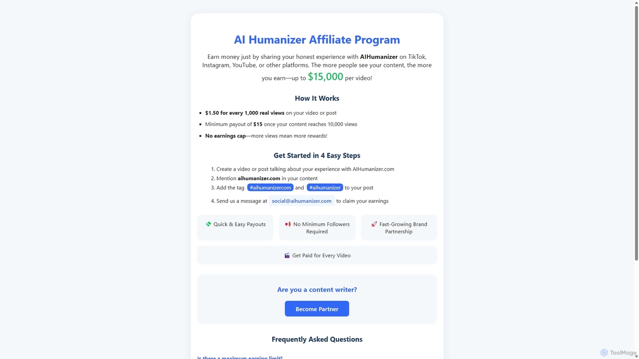AI Humanizer Affiliate Program for AI Humanizer