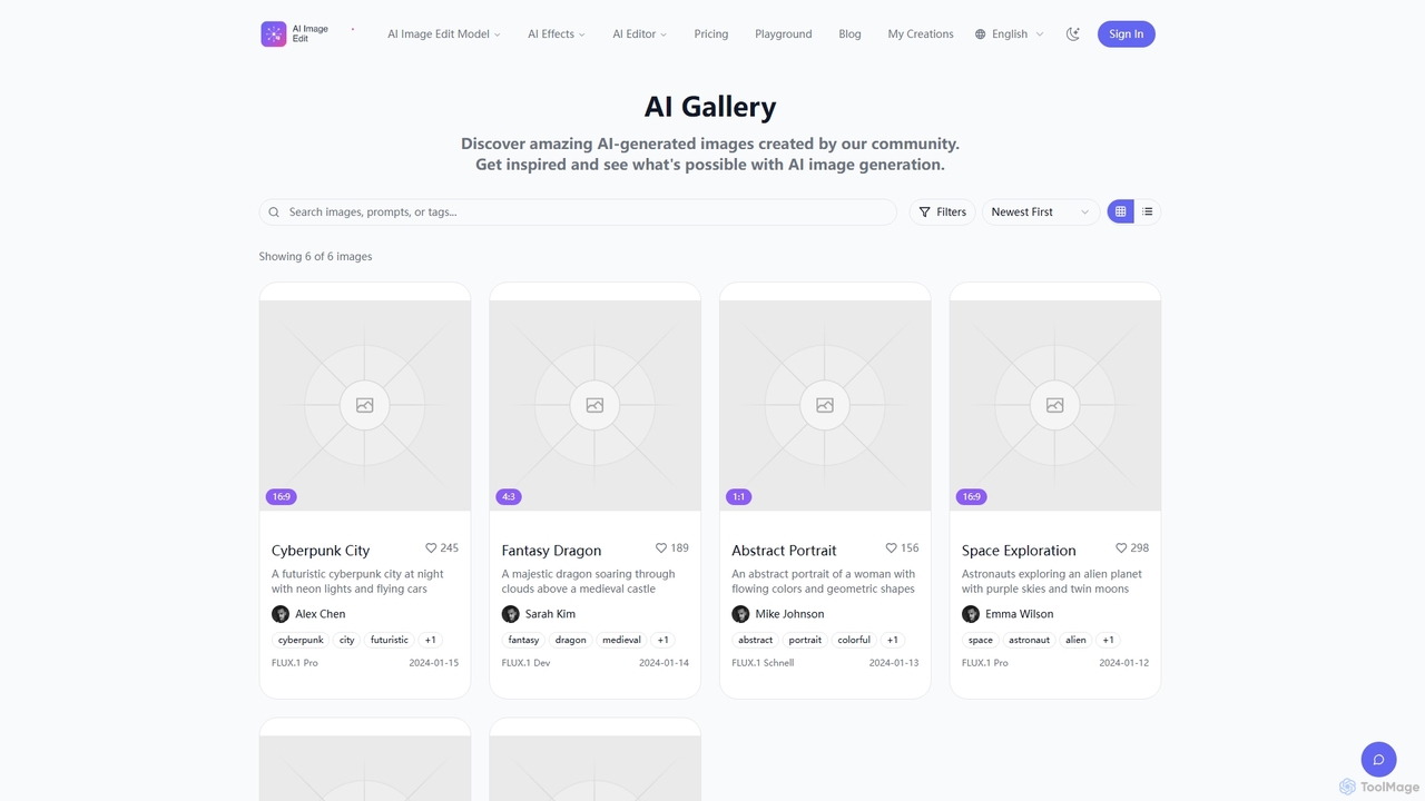 AI Gallery - Showcase of Generated Images for AI Image Edit