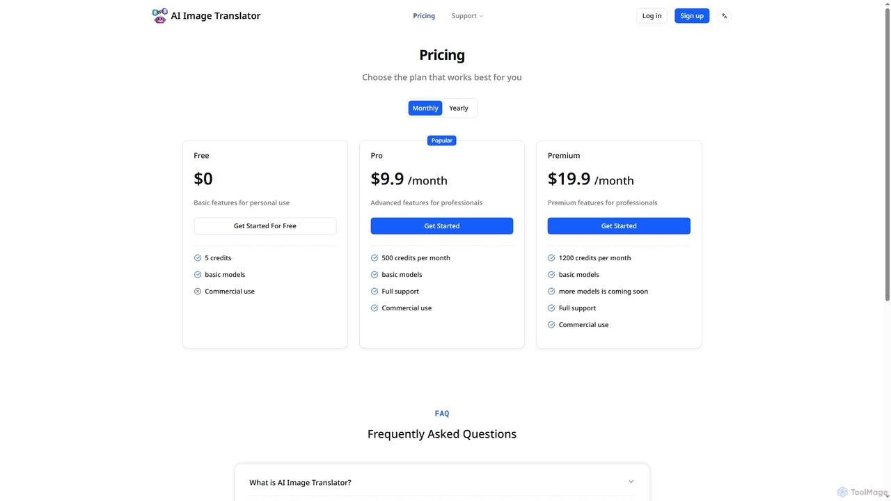 Pricing | AI Image Translator - The Best AI Image Translator for AI Image Translator