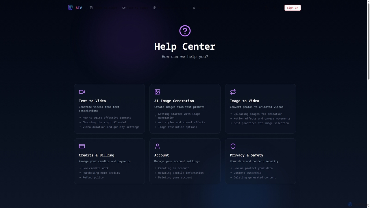 Help Center - AI Image Video for AI Image Video
