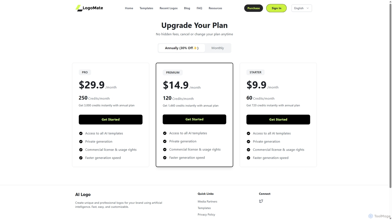 AI Logo Generator Pricing Plans | LogoMate for AI Logo Generator