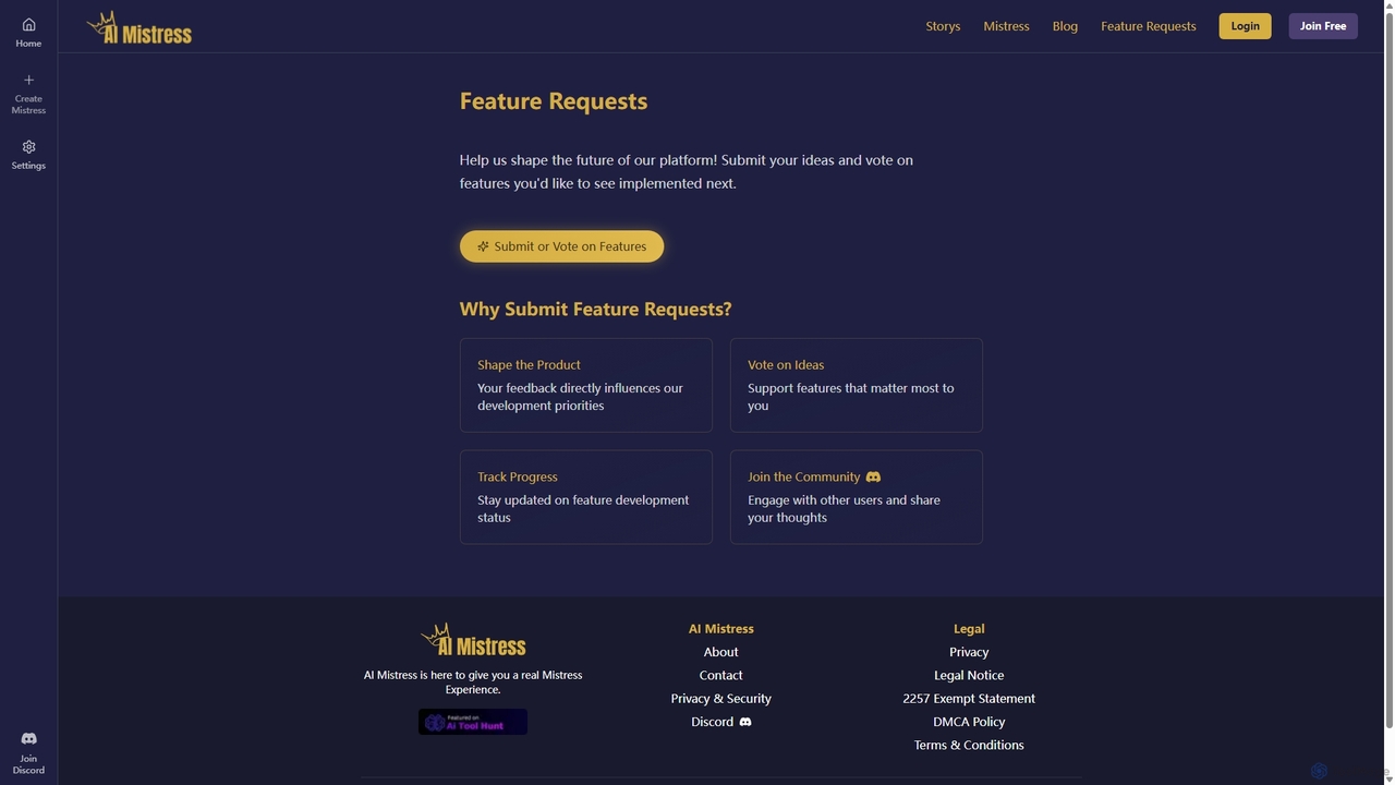 Feature Request - Get new features for AI Mistress Chat for Ai Mistress