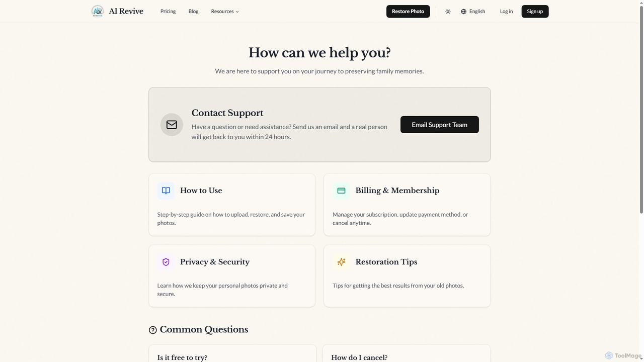 Help & Support | AI Revive for AI Revive