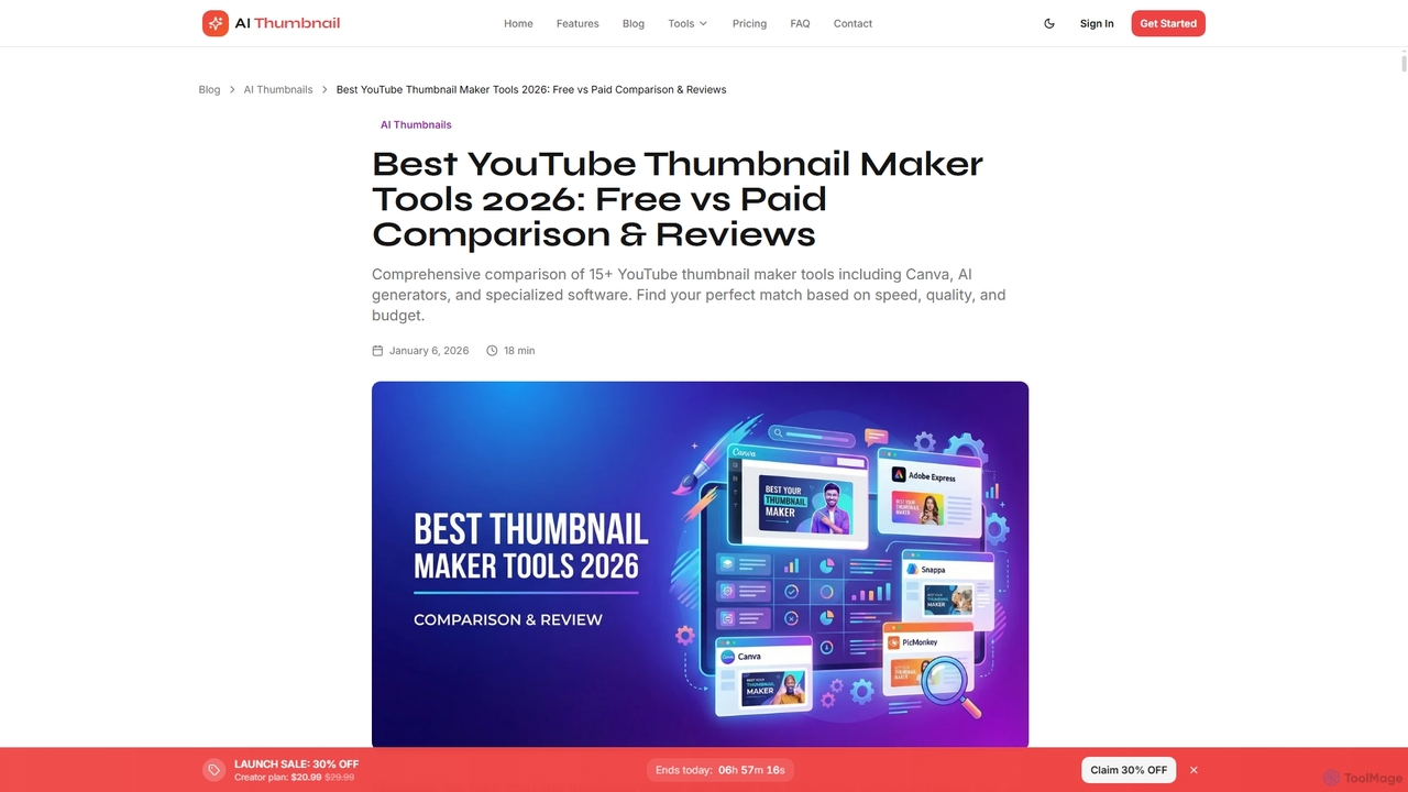 Best YouTube Thumbnail Maker Tools 2026: Free vs Paid Comparison & Reviews - AI Thumbnail Blog for AI Thumbnail