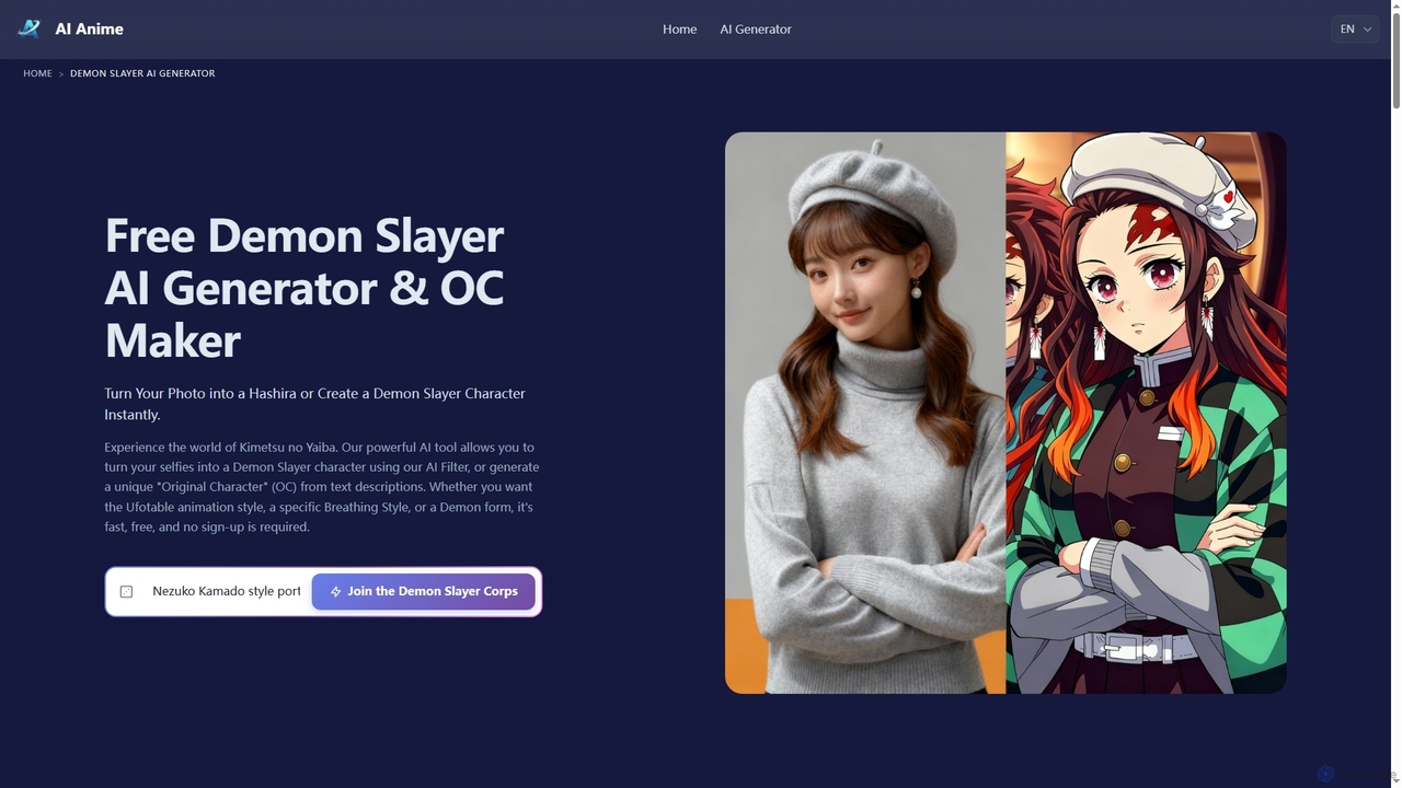 Free Demon Slayer AI Generator & OC Maker (No Login) for Aianime
