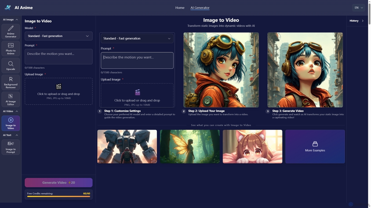 Free AI Image to Video Generator – No Watermarks, No Signup for Aianime