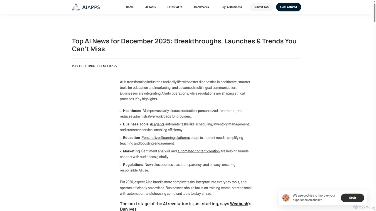 Top AI News for December 2025: Breakthroughs, Launches & Trends You Can’t Miss for Aiapps