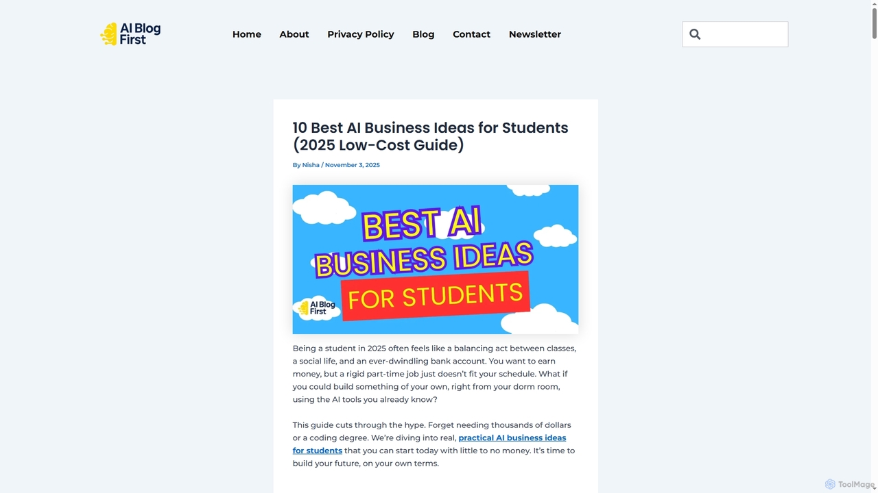 10 Best AI Business Ideas for Students (2025 Low-Cost Guide) for Aiblogfirst