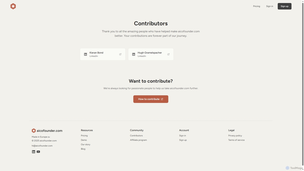 Contributors - aicofounder.com for Aicofounder