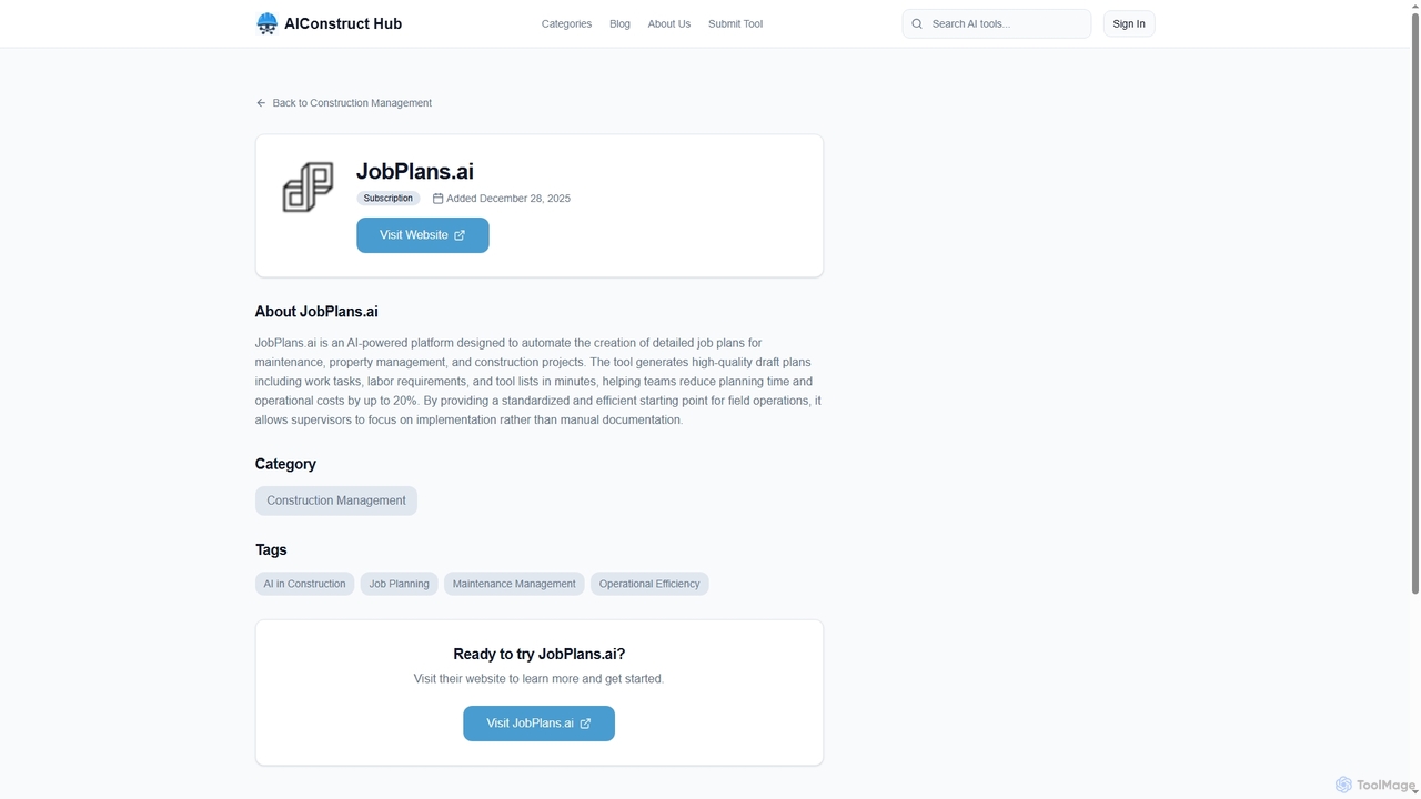 JobPlans.ai - AI Tool for Construction Management | AIConstruct Hub for AIConstruct Hub