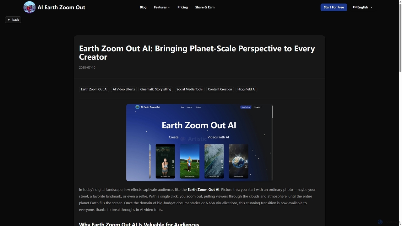 Earth Zoom Out AI: Bringing Planet-Scale Perspective to Every Creator for Aiearthzoomout
