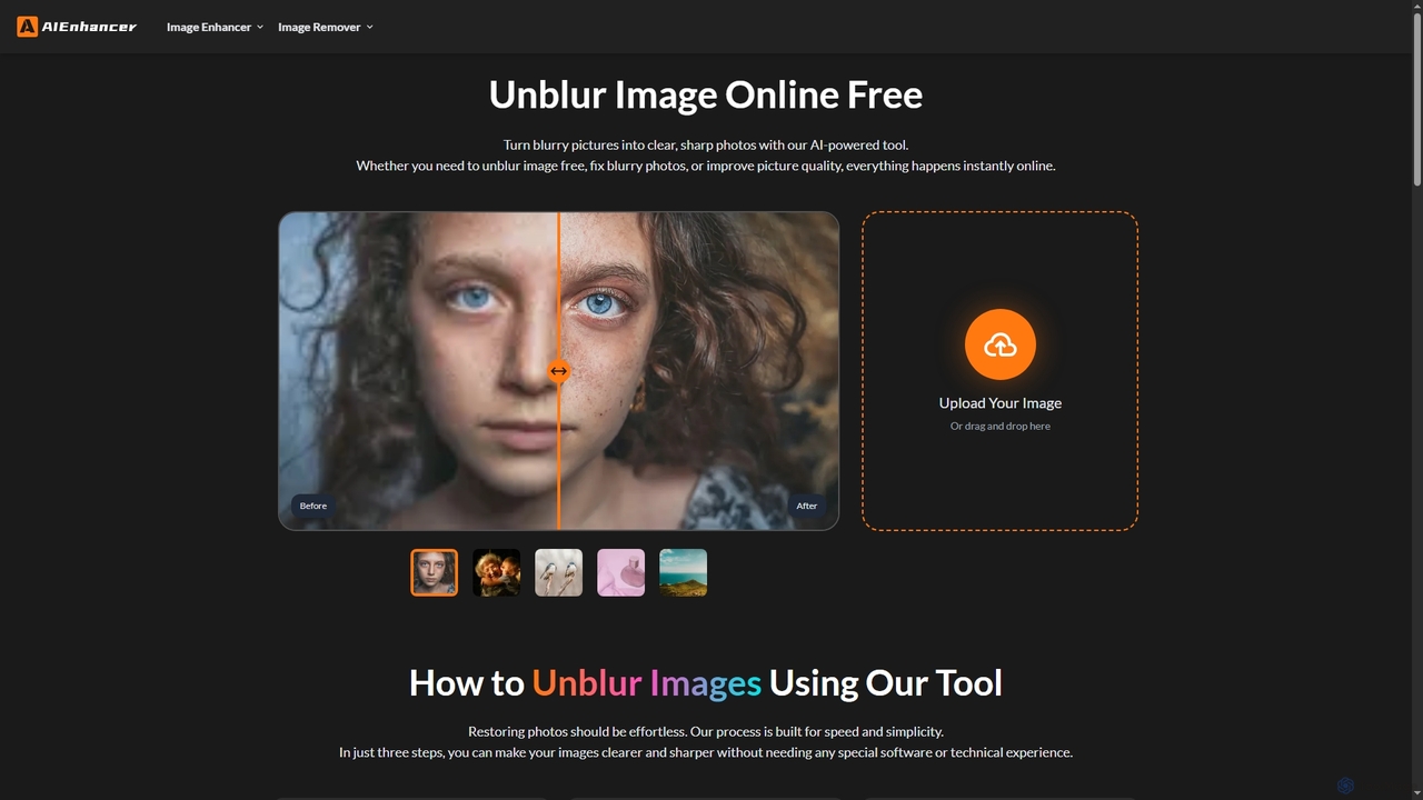 Unblur Image Online Free - Remove Blur from Photos for AIEnhancer
