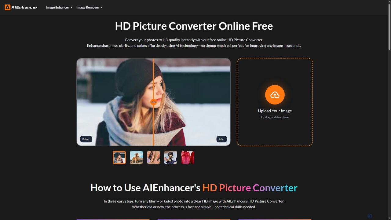 HD Picture Converter Online Free - Convert Photo to HD for AIEnhancer