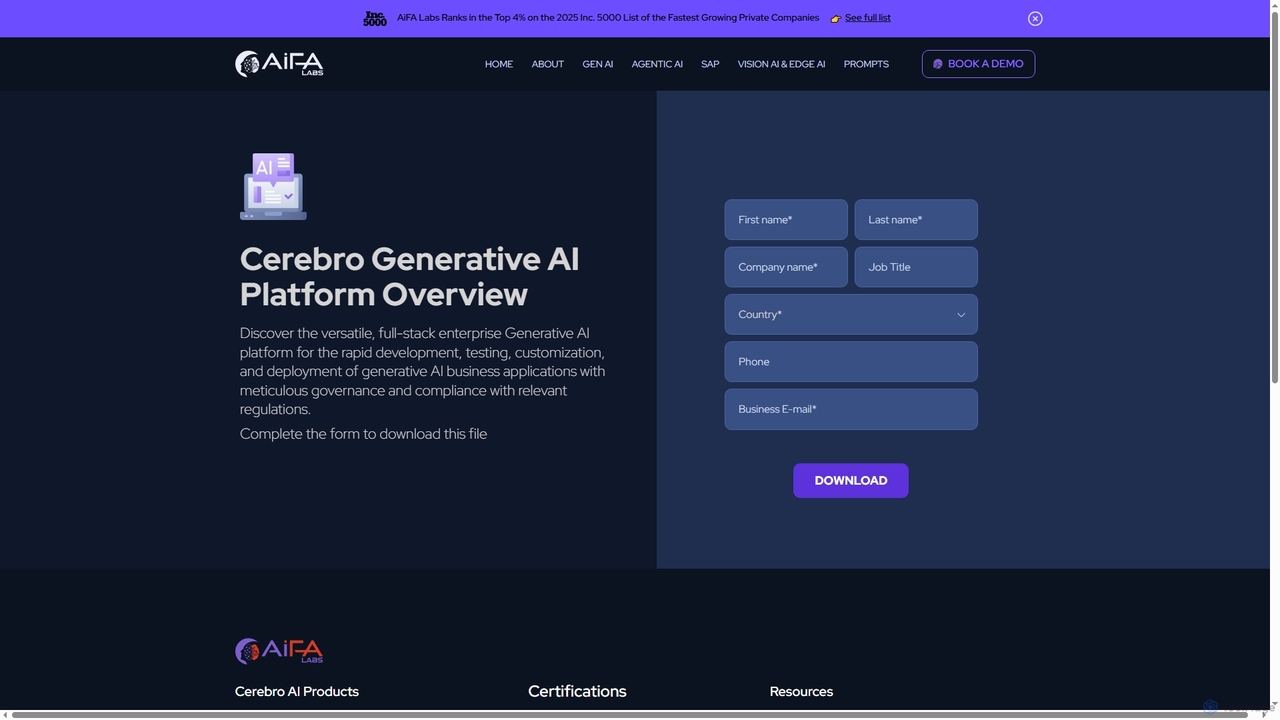 Cerebro Generative AI Platform Overview for AiFA Labs