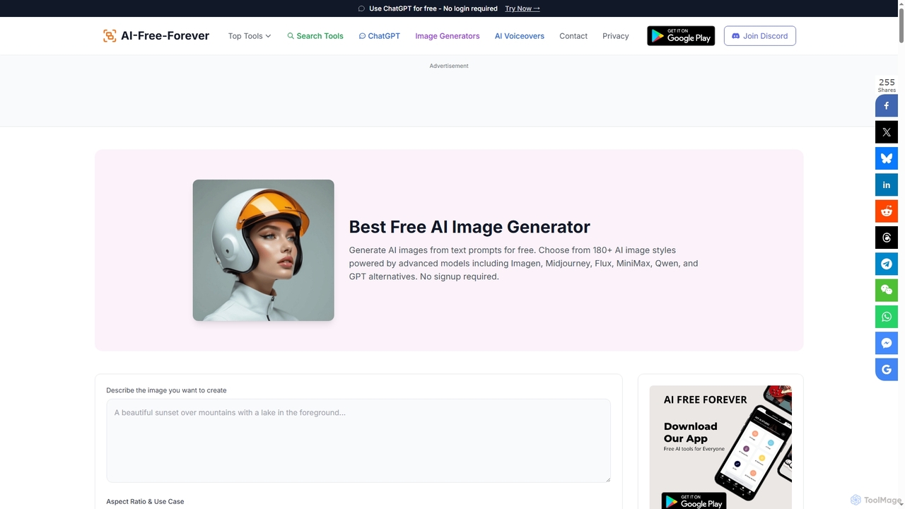 Free AI Image Generator - AI Free Forever for AIFreeforever