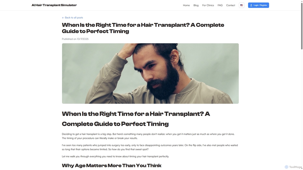 When Is the Right Time for a Hair Transplant? A Complete Guide to Perfect Timing - AI Hair Transplant Blog for Aihairtransplant