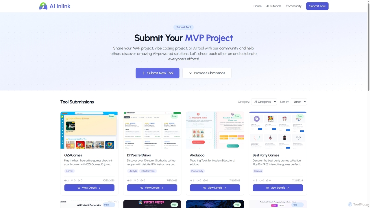 Submit AI Tool - Share Your AI Creation | AIInLink for Aiinlink
