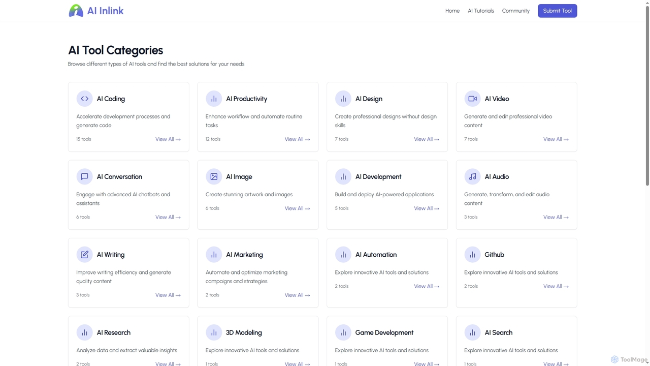AI Tool Categories - Browse by Type | AIInLink for Aiinlink