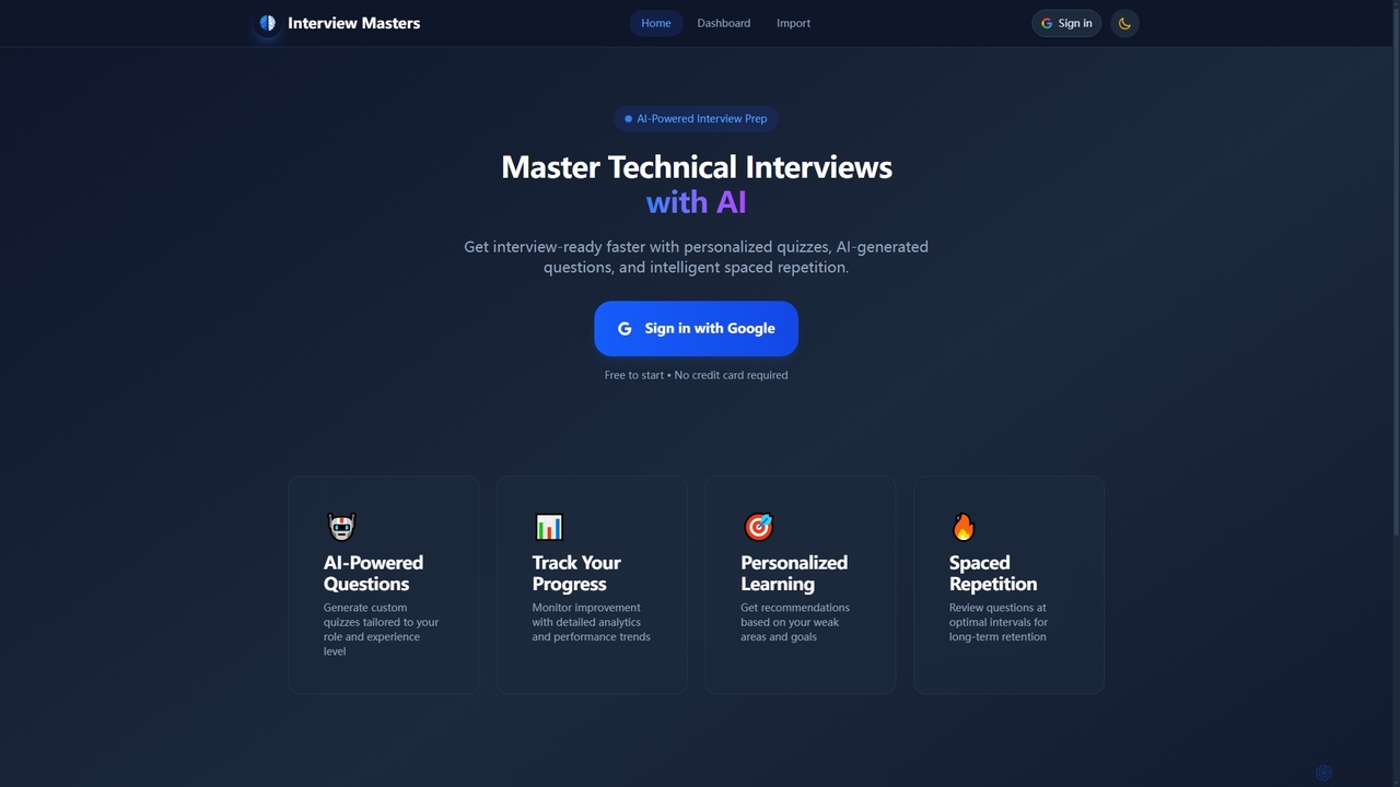 Interview Masters - Technical Interview Quiz Platform for AIInterviewMasters