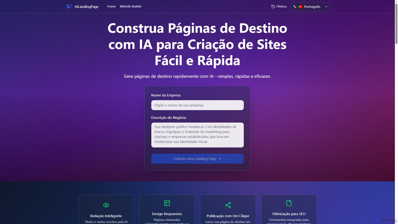 Construtor de Páginas de Destino com IA - Rápido e Eficaz for AILandingPage
