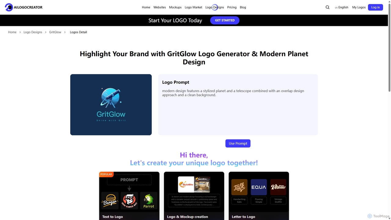 New GritGlow Logo Company Generator Modern Planet Telescope | Ailogocreator for AILogoCreator