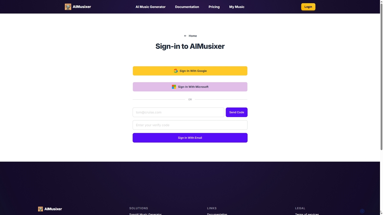 Sign-in to AI Music Generator | AIMusixer for AIMusixer