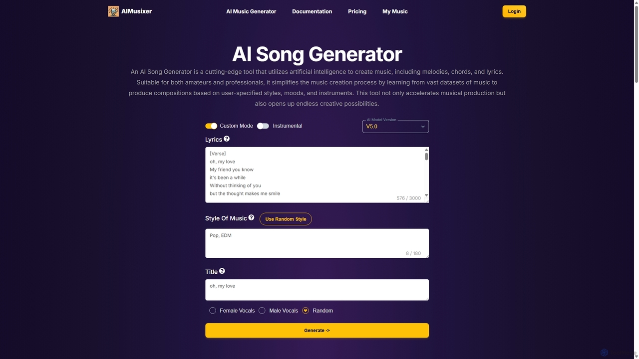 AI Song Generator for AIMusixer